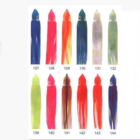 Leurres de jupe de poulpe haut de gamme de 4,5" en différentes couleurs, appâts souples réalistes et leurres de poulpe, support pour la conception OEM d'appâts de pêche.