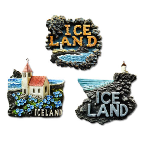 Aimant de Réfrigérateur Souvenir Plage Noire d'Islande Impression 3D Résine Logo Personnalisé