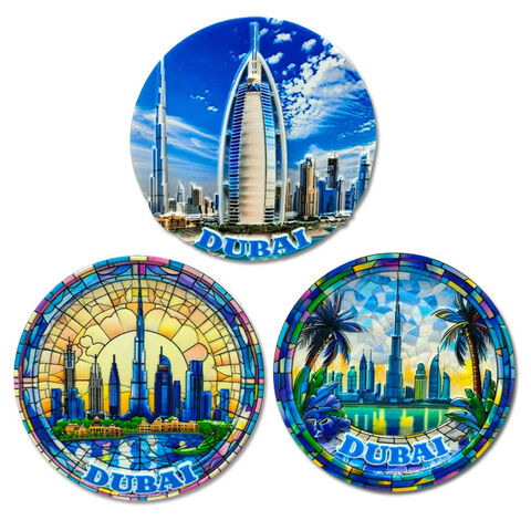Aimant de réfrigérateur 3D en résine avec logo personnalisé d'usine, souvenir touristique d'Arabie Saoudite, aimants de réfrigérateur Dubaï Arabie Saoudite