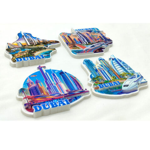 Aimant de réfrigérateur 3D en résine avec logo personnalisé d'usine, souvenir touristique d'Arabie Saoudite, aimants de réfrigérateur Dubaï Arabie Saoudite
