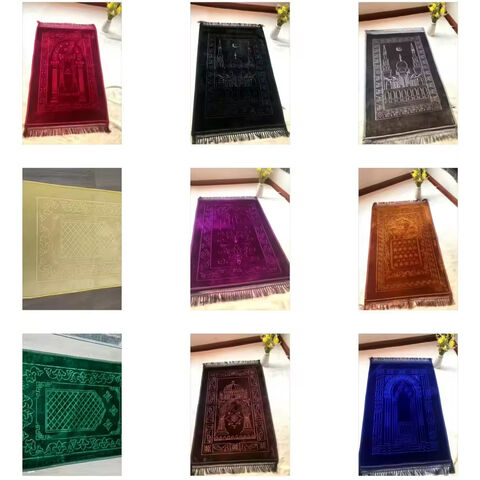 Juego de Alfombra de Oración Islámica Premium - Sajjadah Turca Hecha a Mano con Tasbih, Estera de Oración Gruesa Portátil Personalizada