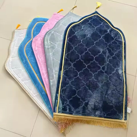 Juego de Alfombra de Oración Islámica Premium - Sajjadah Turca Hecha a Mano con Tasbih, Estera de Oración Gruesa Portátil Personalizada