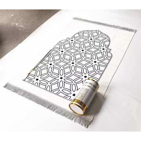 Juego de Alfombra de Oración Islámica Premium - Sajjadah Turca Hecha a Mano con Tasbih, Estera de Oración Gruesa Portátil Personalizada