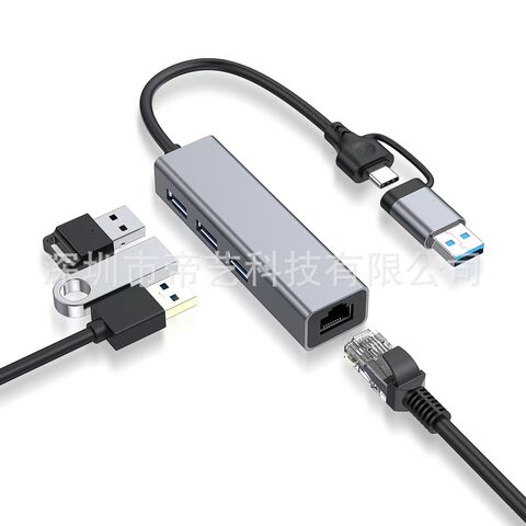 USB+Typ-C Dual-Head Netzwerkkarte, 100/1000 Mbps, USB3.1 zu RJ45 Typ-C zu Ethernet-Port