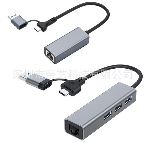 USB+Typ-C Dual-Head Netzwerkkarte, 100/1000 Mbps, USB3.1 zu RJ45 Typ-C zu Ethernet-Port