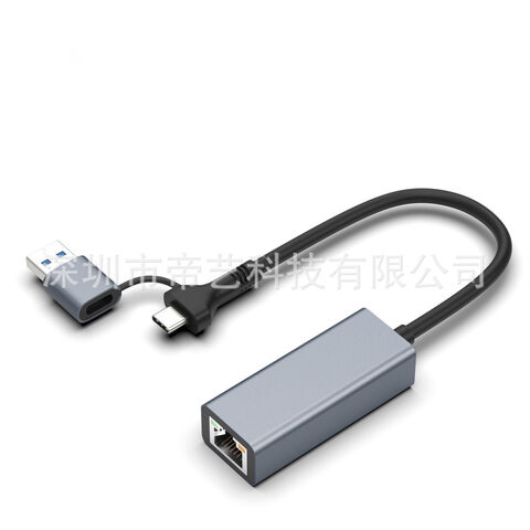 USB+Typ-C Dual-Head Netzwerkkarte, 100/1000 Mbps, USB3.1 zu RJ45 Typ-C zu Ethernet-Port
