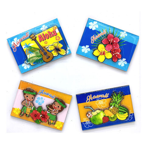 Aimants de réfrigérateur époxy MDF de plage souvenir touristique personnalisé Aimant en bois feuille