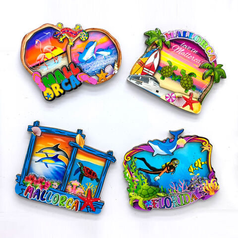 Aimants de réfrigérateur époxy MDF de plage souvenir touristique personnalisé Aimant en bois feuille