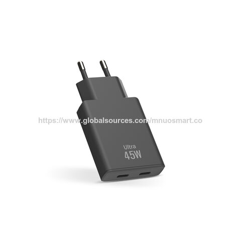 MNUO China Fabrik Lieferung Ultra-Slim 45W GaN PD Schnell-Wandladegerät, 2 USB EU-Stecker, CE-Zertifiziert, OEM/ODM Hersteller Direkt