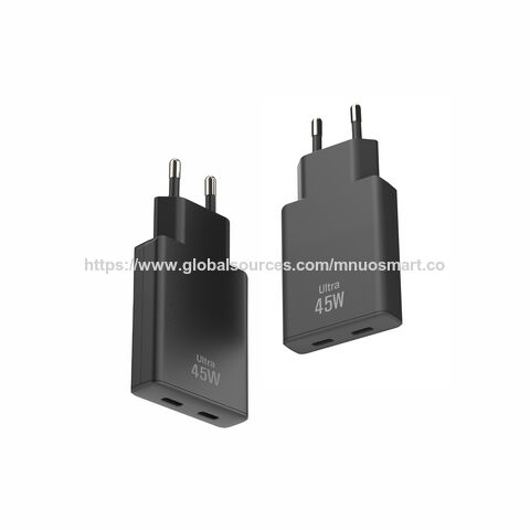 MNUO China Fabrik Lieferung Ultra-Slim 45W GaN PD Schnell-Wandladegerät, 2 USB EU-Stecker, CE-Zertifiziert, OEM/ODM Hersteller Direkt