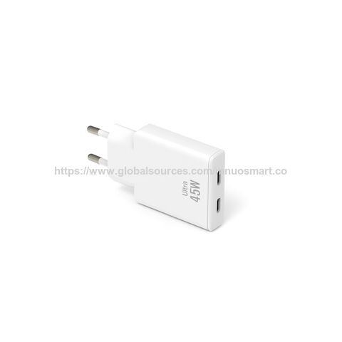 MNUO China Fabrik Lieferung Ultra-Slim 45W GaN PD Schnell-Wandladegerät, 2 USB EU-Stecker, CE-Zertifiziert, OEM/ODM Hersteller Direkt
