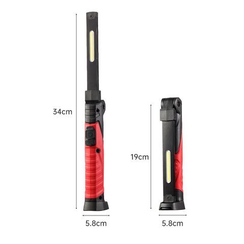 Luz de trabajo LED COB plegable recargable de 650 lúmenes, 4 modos, imán potente, lámpara de inspección portátil de aluminio para exteriores