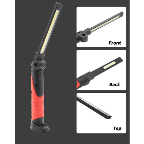 Luz de trabajo LED COB plegable recargable de 650 lúmenes, 4 modos, imán potente, lámpara de inspección portátil de aluminio para exteriores