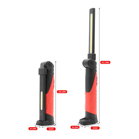 Luz de trabajo LED COB plegable recargable de 650 lúmenes, 4 modos, imán potente, lámpara de inspección portátil de aluminio para exteriores