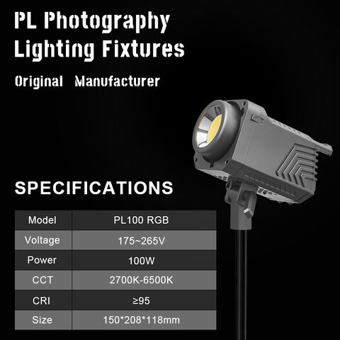 PL100A Luz de Vídeo LED RGB 100W 2700-6500K 36000 Modo RGB 10560lm CRI>95Ra Luz LED de Fotografia para Streaming e Fundo Verde
