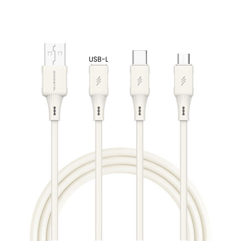 Cabo de Carregamento Rápido de Silicone Premium 2.4A | Transferência de Dados de 480Mbps | Livre de Emaranhados e Suave ao Toque | Múltiplas Opções de Conector
