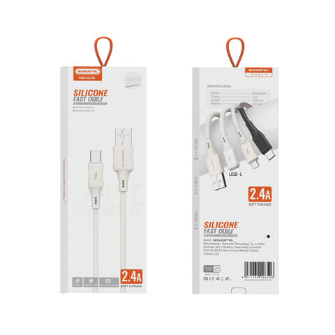 Cabo de Carregamento Rápido de Silicone Premium 2.4A | Transferência de Dados de 480Mbps | Livre de Emaranhados e Suave ao Toque | Múltiplas Opções de Conector