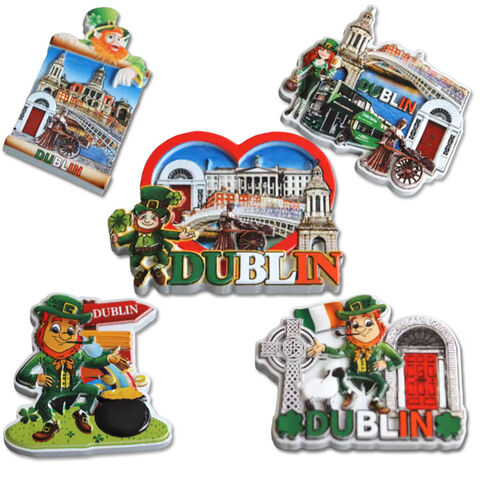 Aimant de Réfrigérateur 3D en Résine Trèfle Porte-Bonheur Dublin Saint-Patrick en Gros - Souvenir d'Irlande