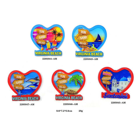 Aimants acryliques de souvenir de plage touristique pour réfrigérateur Aimant de réfrigérateur personnalisé