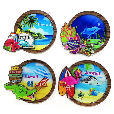 Aimants acryliques de souvenir de plage touristique pour réfrigérateur Aimant de réfrigérateur personnalisé
