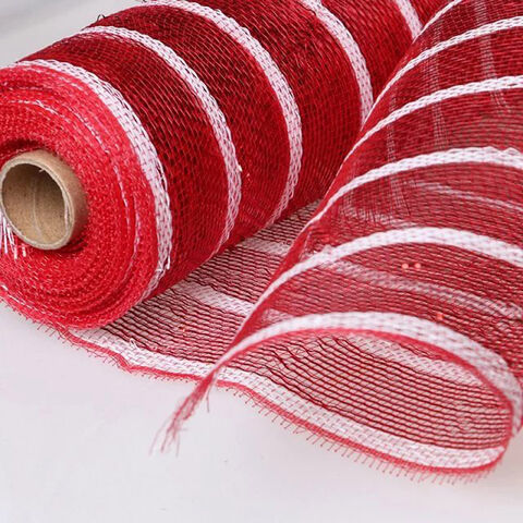 Penjualan Laris Harga Pabrik 21 Inci Metallic PP Deco Poly Mesh Roll untuk Karangan Bunga Natal