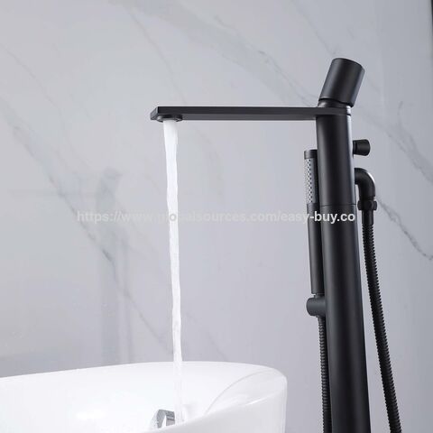 Robinetterie de douche, robinet de baignoire autoportant noir pour l'ingénierie hôtelière et domestique, tout cuivre, double usage eau froide/chaude, côté baignoire