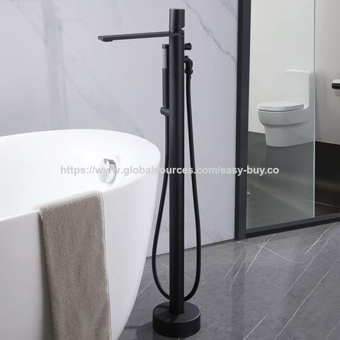 Robinetterie de douche, robinet de baignoire autoportant noir pour l'ingénierie hôtelière et domestique, tout cuivre, double usage eau froide/chaude, côté baignoire