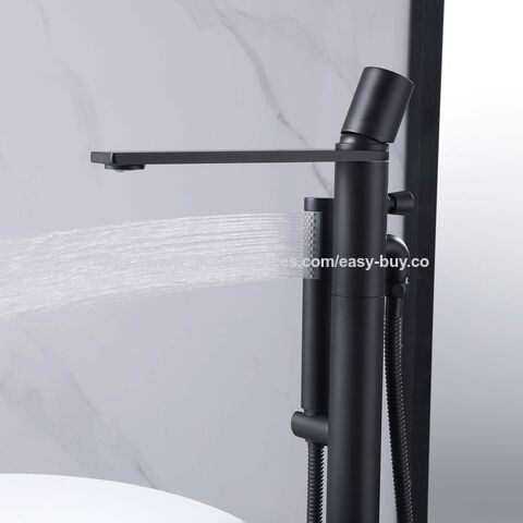 Robinetterie de douche, robinet de baignoire autoportant noir pour l'ingénierie hôtelière et domestique, tout cuivre, double usage eau froide/chaude, côté baignoire