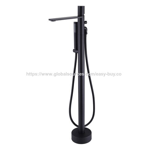 Robinetterie de douche, robinet de baignoire autoportant noir pour l'ingénierie hôtelière et domestique, tout cuivre, double usage eau froide/chaude, côté baignoire