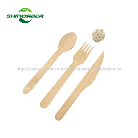 Fabricant Chinois Couleur Bois Naturel Écologique Échantillon Gratuit Couverts en Bois Recyclables