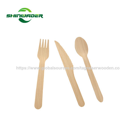 Fabricant Chinois Couleur Bois Naturel Écologique Échantillon Gratuit Couverts en Bois Recyclables
