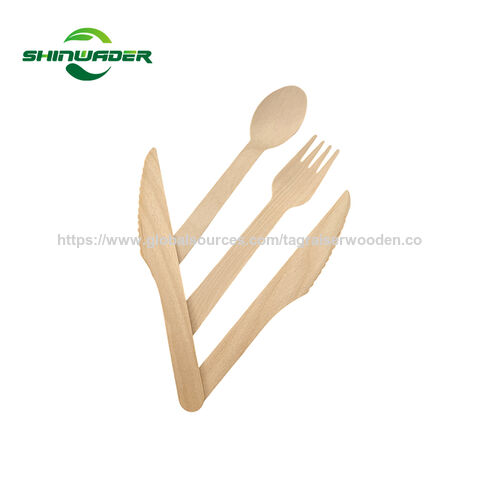 Fabricant Chinois Couleur Bois Naturel Écologique Échantillon Gratuit Couverts en Bois Recyclables