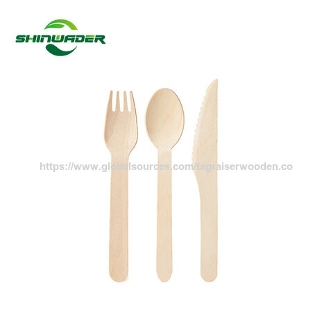 Fabricant Chinois Couleur Bois Naturel Écologique Échantillon Gratuit Couverts en Bois Recyclables