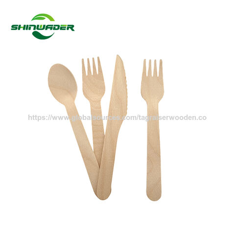 Fabricant Chinois Couleur Bois Naturel Écologique Échantillon Gratuit Couverts en Bois Recyclables