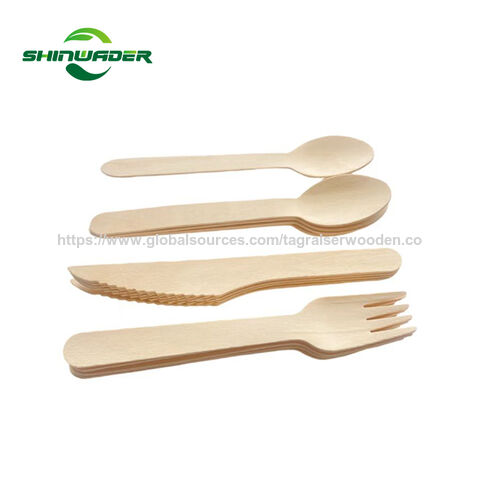 Fabricant Chinois Couleur Bois Naturel Écologique Échantillon Gratuit Couverts en Bois Recyclables