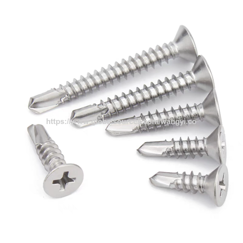 Factory customized flat head stainless steel M5M6M8 self-drilling screws