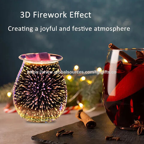 Diffuseur d'Arôme Électrique en Verre 3D, Désodorisation Domestique et Lumière de Bougie d'Aromathérapie Sans Flamme