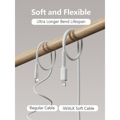 Cable USB C de carga rápida de 60 W al por mayor, suave, de gel de sílice, agradable para la piel, para iPhone y teléfonos Android