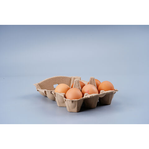 Eierkarton - 6er-Packungen, Einweg- und wiederverwendbar, biologisch abbaubare Zuckerrohr-Bagasse-Papiertrays, Entenei-Karton - 6er-Packungen