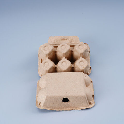 Eierkarton - 6er-Packungen, Einweg- und wiederverwendbar, biologisch abbaubare Zuckerrohr-Bagasse-Papiertrays, Entenei-Karton - 6er-Packungen