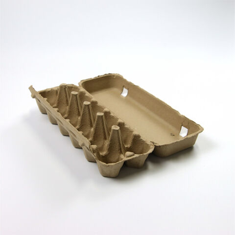 Eierkarton - 6er-Packungen, Einweg- und wiederverwendbar, biologisch abbaubare Zuckerrohr-Bagasse-Papiertrays, Entenei-Karton - 6er-Packungen