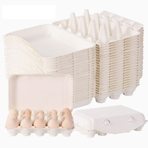 Eierkarton - 6er-Packungen, Einweg- und wiederverwendbar, biologisch abbaubare Zuckerrohr-Bagasse-Papiertrays, Entenei-Karton - 6er-Packungen