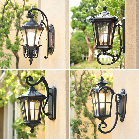 Luminárias de parede para pátio estilo americano, arandelas externas à prova d'água para corredores, estilo europeu antigo para varanda