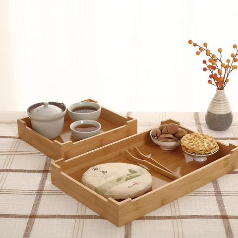 Multifunktionale Bambusplatte - Bambus- und Holzplatte für Teepausen-Snacks, ideal für den Tee-Tisch zu Hause und im Büro