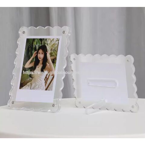 Cadre Photo en Métal Acrylique Autoportant avec Logo Personnalisable, Tailles 5x7 et 6x8, Sans Cadre pour Affichage de Bureau avec Aimant