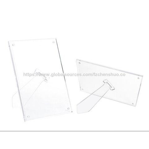 Cadre Photo en Métal Acrylique Autoportant avec Logo Personnalisable, Tailles 5x7 et 6x8, Sans Cadre pour Affichage de Bureau avec Aimant
