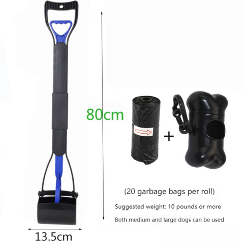 Ensemble de Ramasse-Crottes Ergonomique à Long Manche avec Distributeur de Sacs Biodégradables Intégré pour Animaux de Compagnie