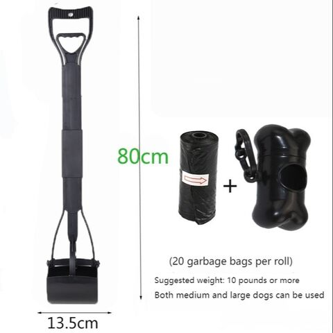 Ensemble de Ramasse-Crottes Ergonomique à Long Manche avec Distributeur de Sacs Biodégradables Intégré pour Animaux de Compagnie