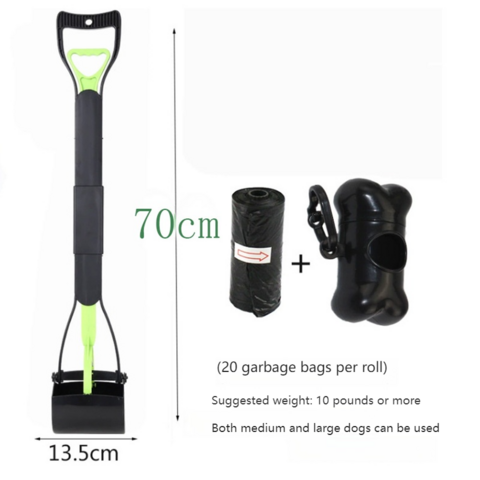 Ensemble de Ramasse-Crottes Ergonomique à Long Manche avec Distributeur de Sacs Biodégradables Intégré pour Animaux de Compagnie