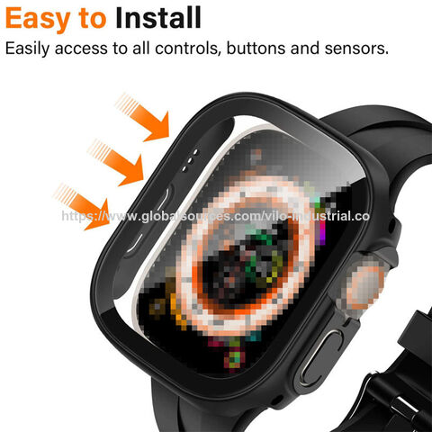 Nova Capa Protetora Integrada de Filme Temperado para PC com Pulseira para Apple Watch Series 8 Ultra de 49 mm